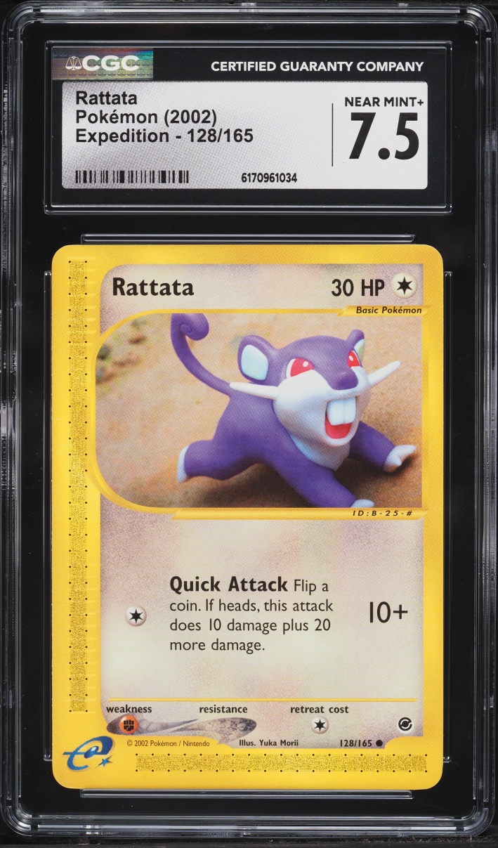 2002 Pokemon Expedition Rattata #128 CGC 7.5 NRMT+