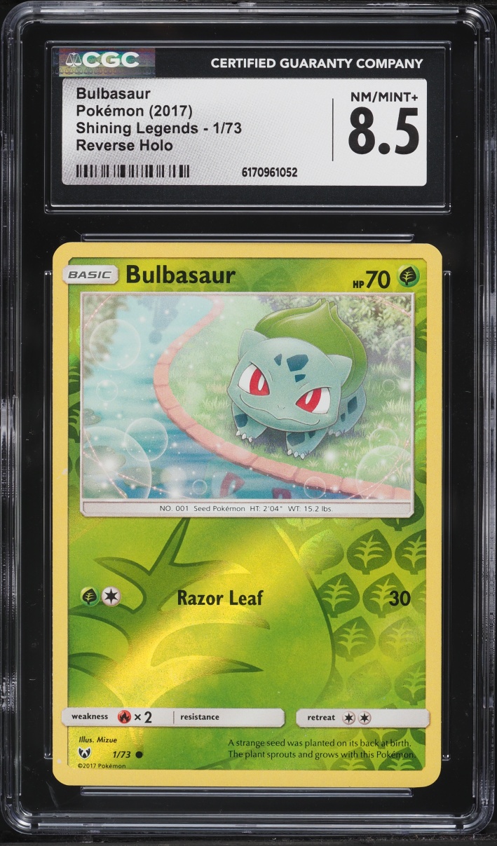 2017 Pokemon Sun & Moon Shining Legends Reverse Holo Bulbasaur #1 CGC 8.5 NM-MT+