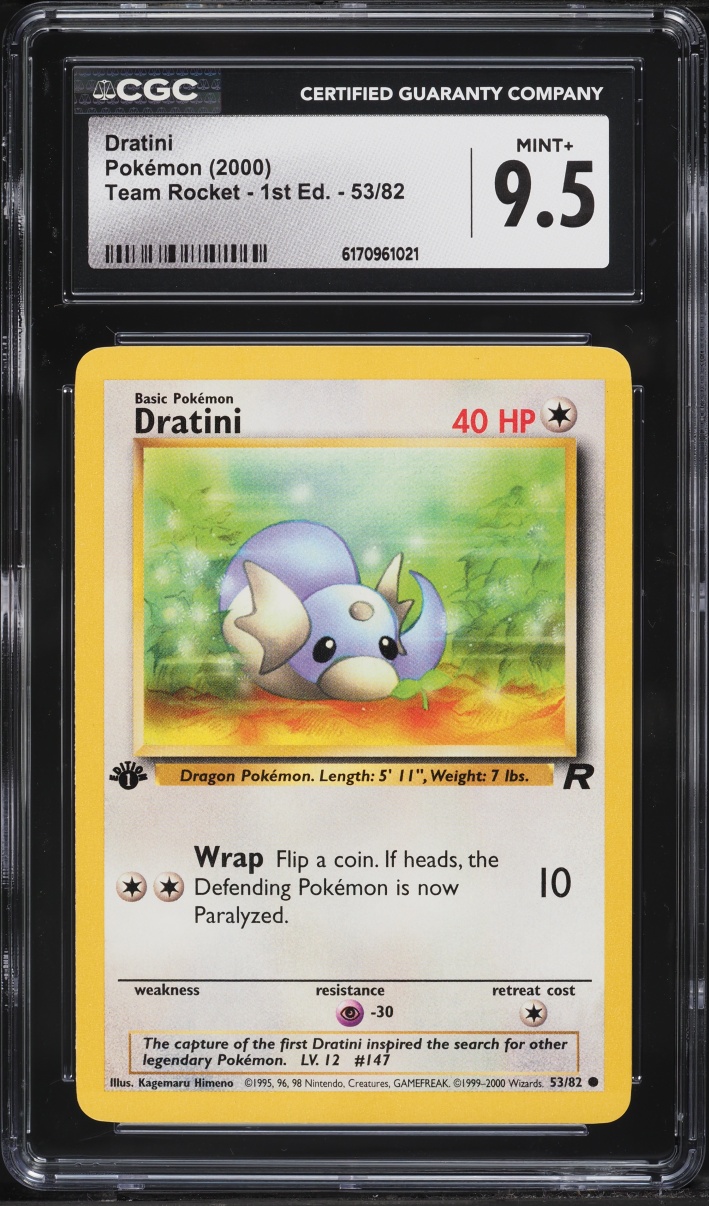 2000 Pokemon Team Rocket 1st Edition Dratini #53 CGC 9.5 MINT+