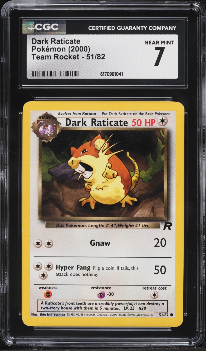 2000 Pokemon Team Rocket Dark Raticate #51 CGC 7 NRMT
