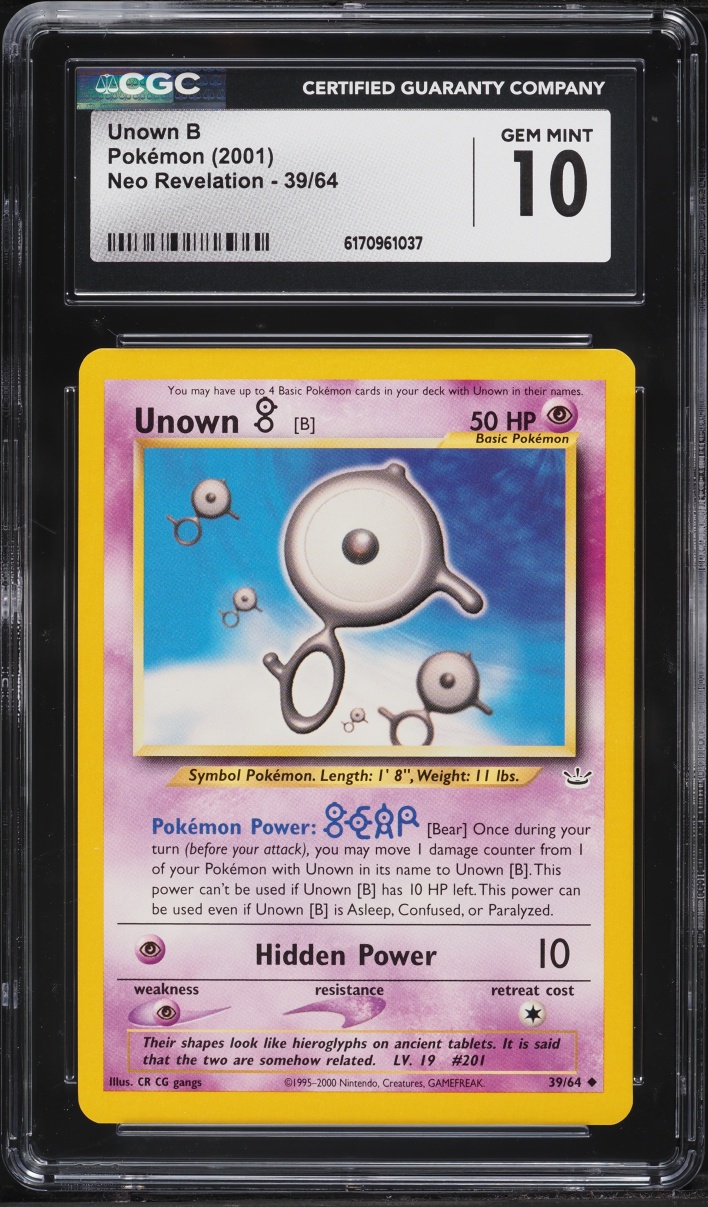 2001 Pokemon Neo Revelation Unown B #39 CGC 10 GEM MINT