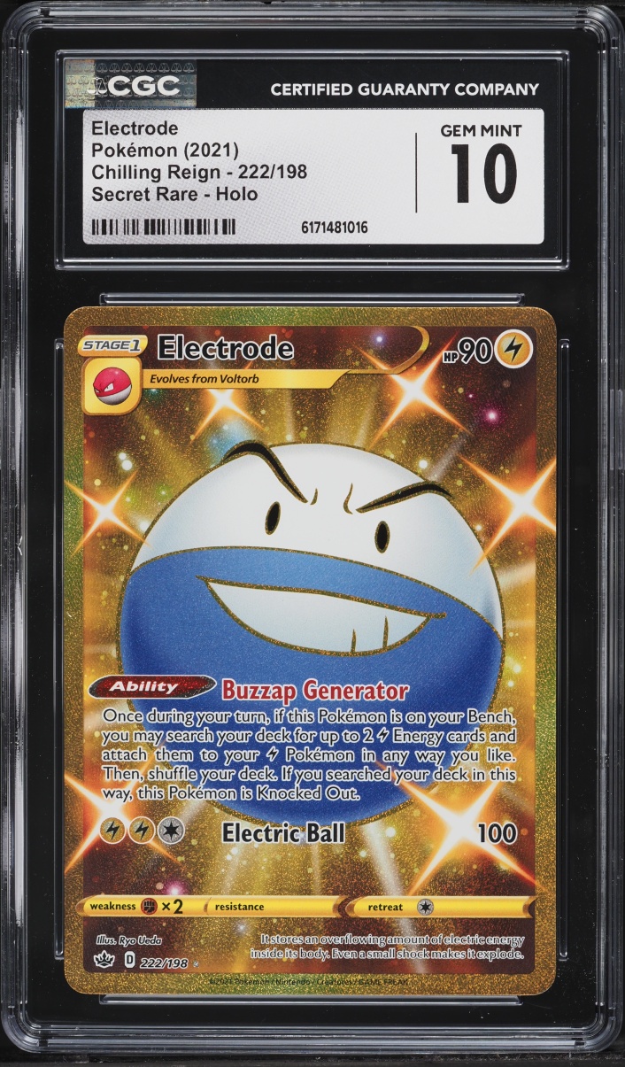 2021 Pokemon Sword & Shield Chilling Reign Gold Rare Electrode #222 CGC 10 GEM MINT