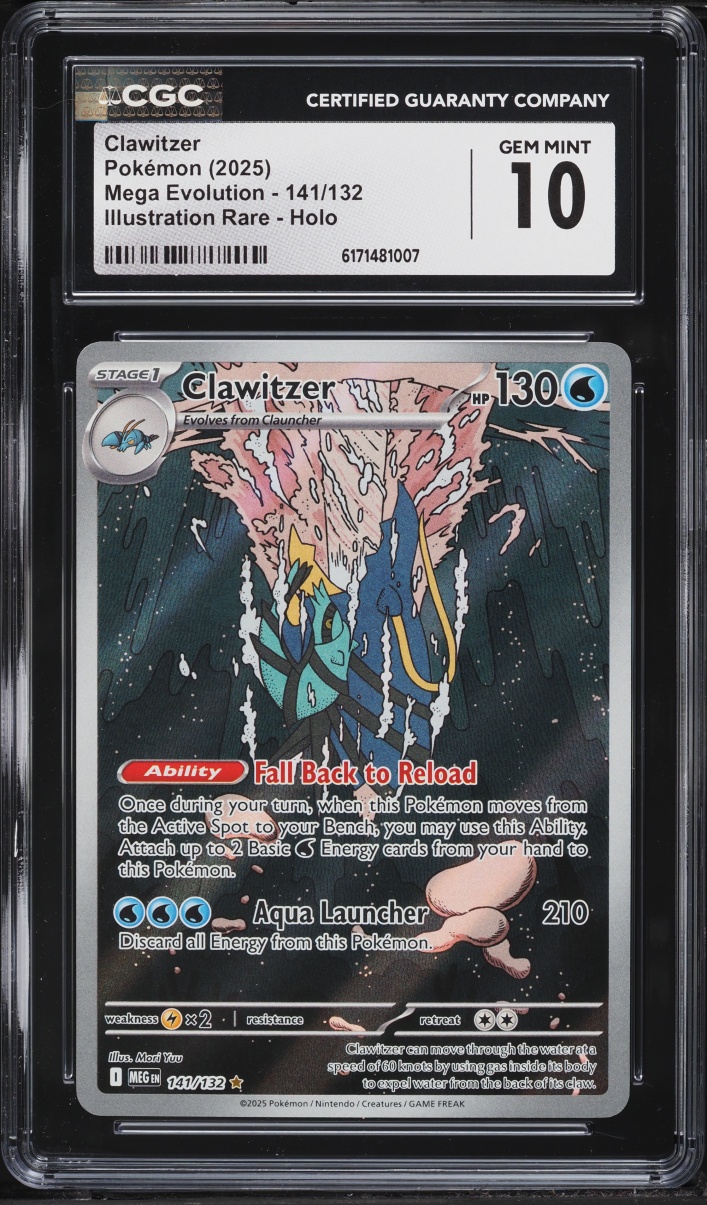2025 Pokemon Mega Evolution IR Clawitzer #141 CGC 10 GEM MINT