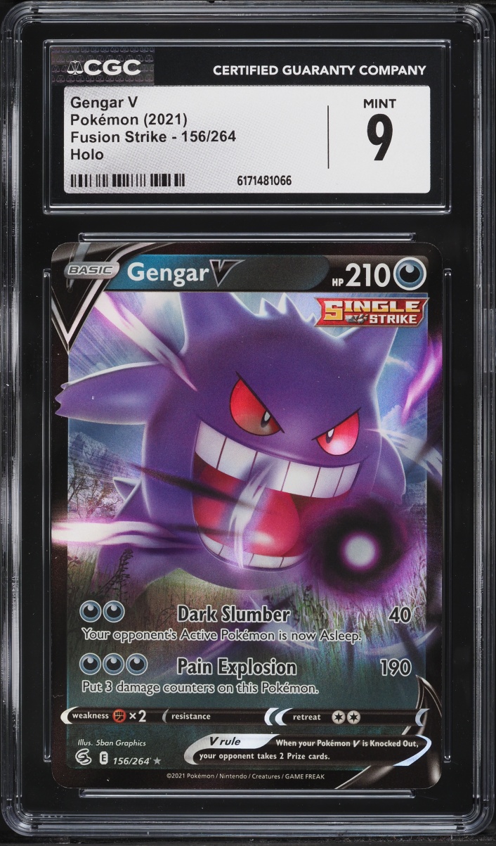 2021 Pokemon Sword & Shield Fusion Strike Holo Gengar V #156 CGC 9 MINT
