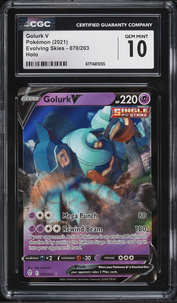 2021 Pokemon Sword & Shield Evolving Skies Holo Golurk V #70 CGC 10 GEM MINT