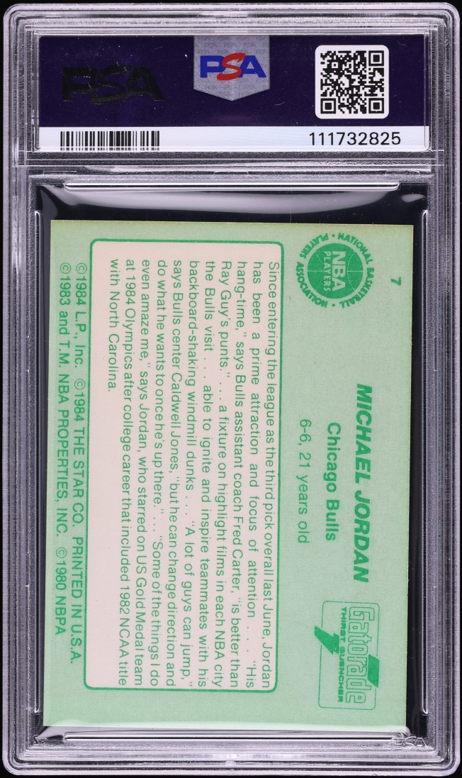 1985 Star Gatorade Michael Jordan ROOKIE #7 PSA 6 EXMT