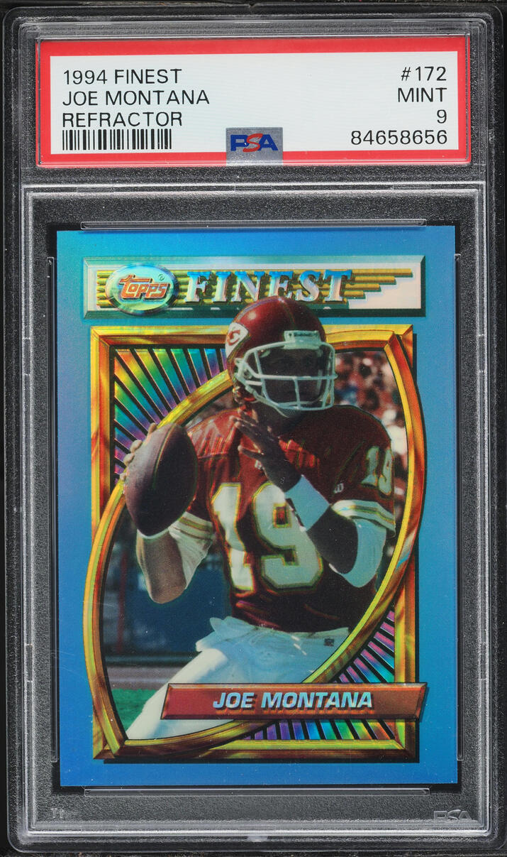 1994 Finest Football Refractor Joe Montana #172 PSA 9 MINT