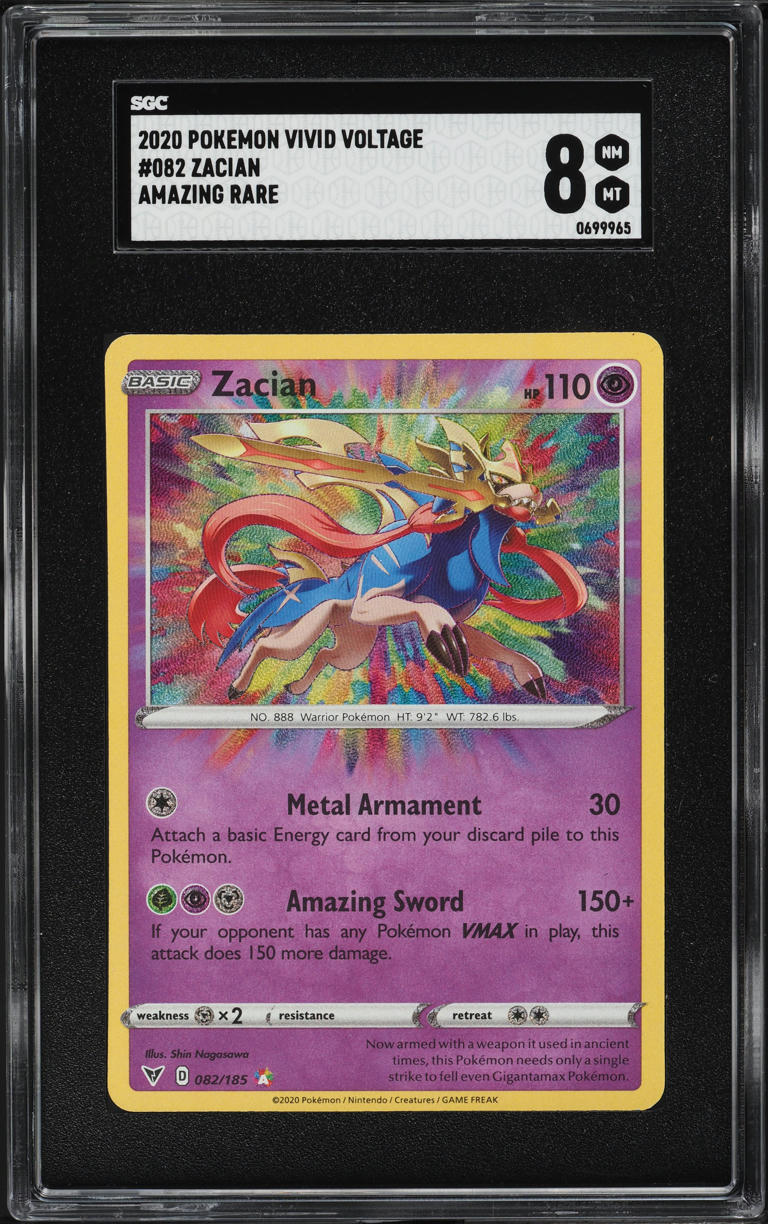2020 Pokemon Sword & Shield Vivid Voltage Amazing Rare Zacian #082 SGC 8 NM-MT