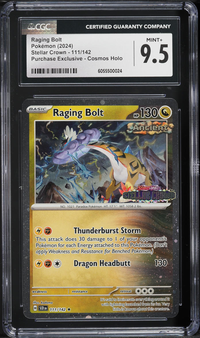 2024 Pokemon SV Stellar Crown Purchase Cosmos Holo Raging Bolt #111 CGC 9.5 MINT+