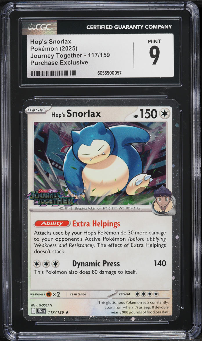 2025 Pokemon SV Journey Together Purchase Exclusive Hop's Snorlax #117 CGC 9 MINT