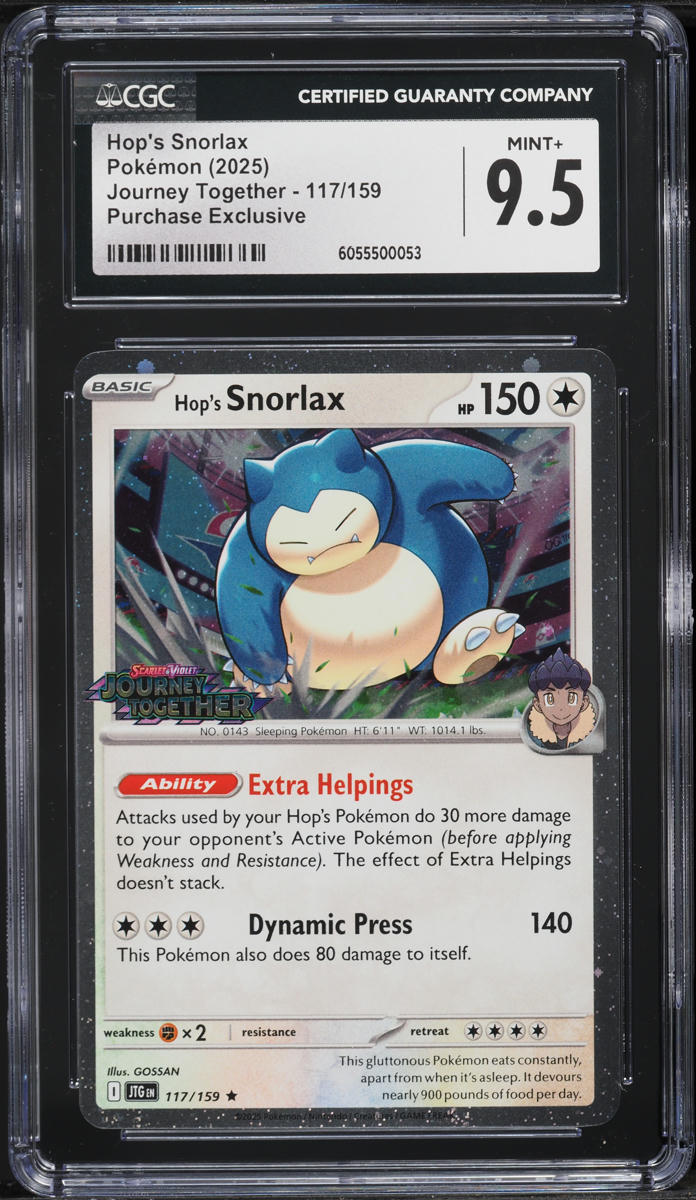 2025 Pokemon Journey Together Purchase Exclusive Hop's Snorlax #117 CGC 9.5