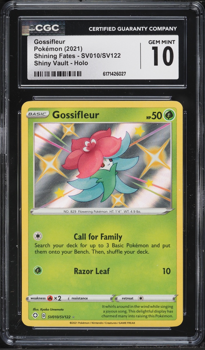 2021 Pokemon Sword & Shield Shining Fates Shiny Vault Gossifleur #SV010 CGC 10 GEM MINT