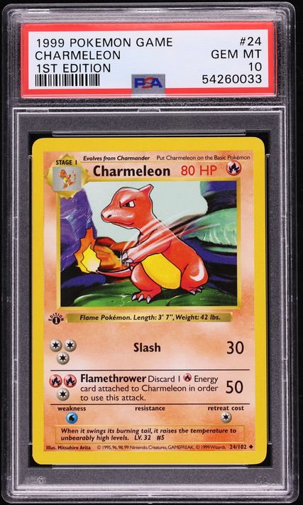 1999 Pokemon Base Set Shadowless 1st Edition Charmeleon #24 PSA 10 GEM MINT