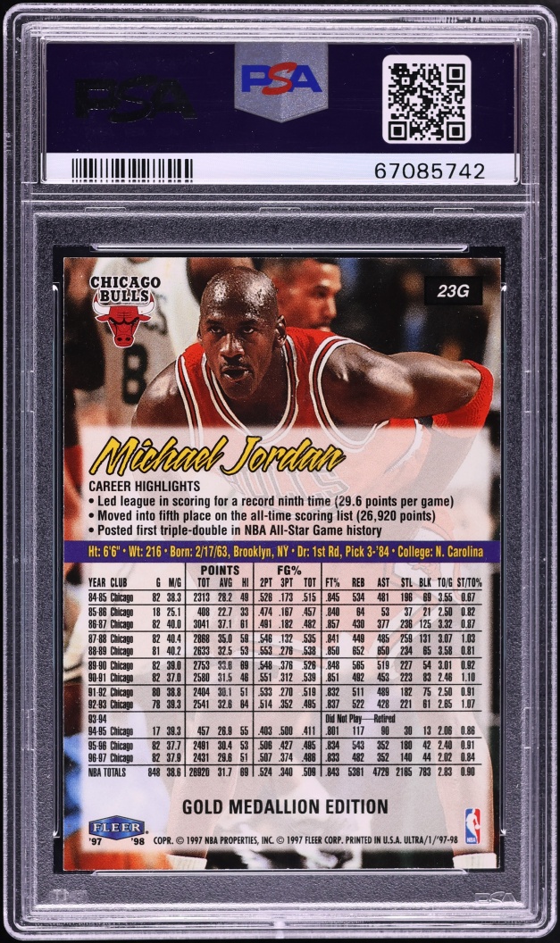 1997 Ultra Gold Medallion Michael Jordan #23G PSA 9 MINT