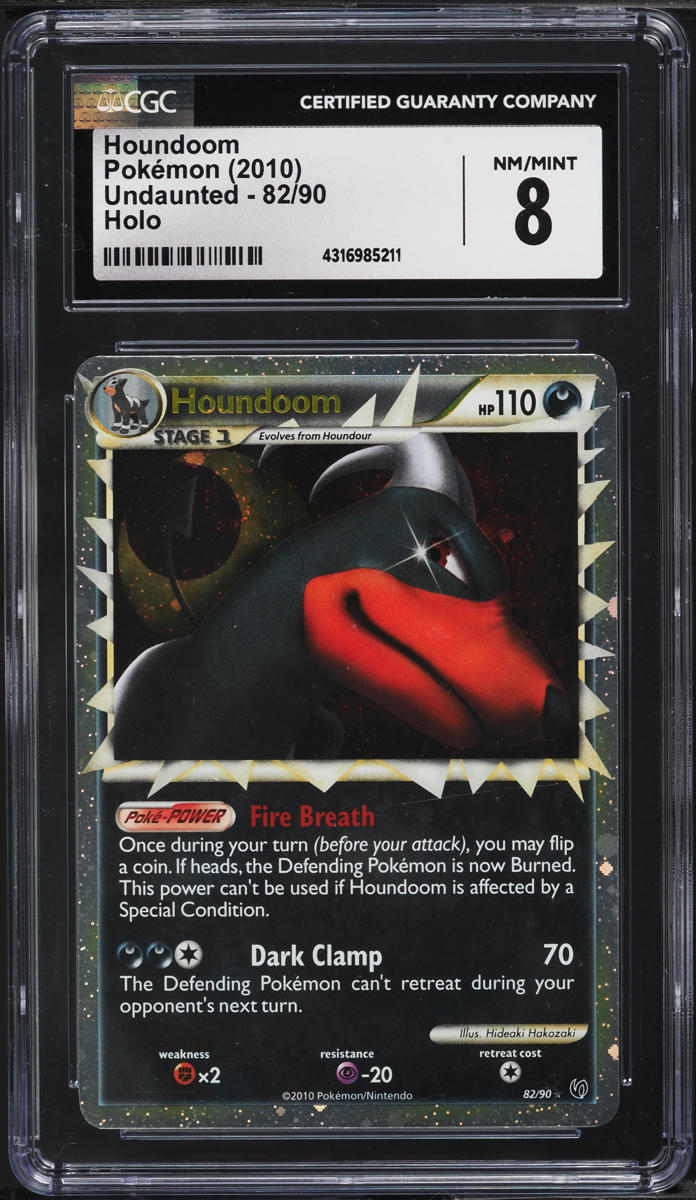 2010 Pokemon HeartGold & SoulSilver Undaunted Holo Houndoom #82 CGC 8 NM-MT
