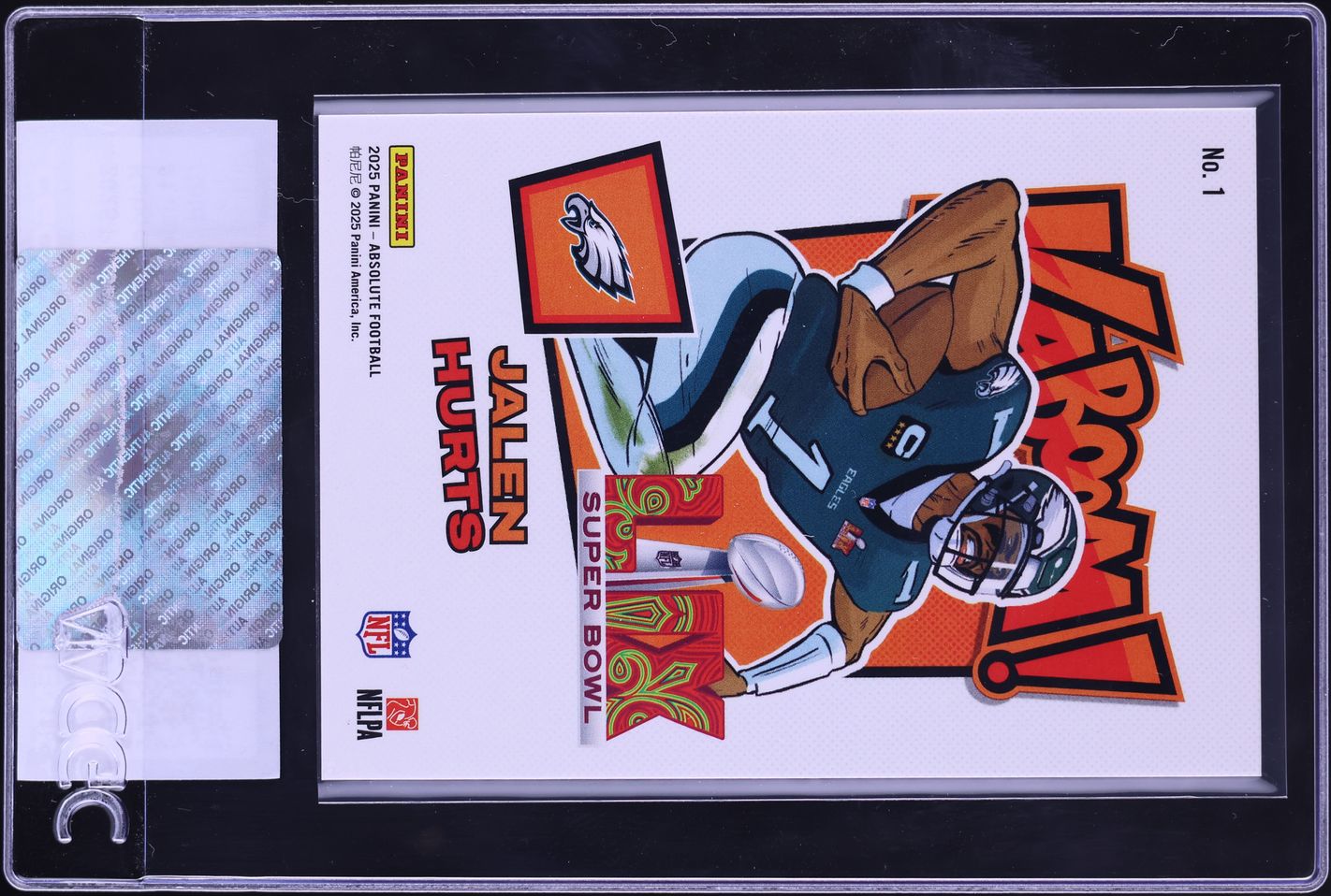 2025 Absolute Kaboom! Super Bowl Horizontal Gold Jalen Hurts /10 #1 CGC AUTH
