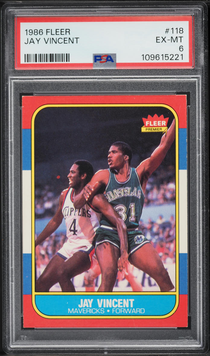 1986 Fleer Basketball Jay Vincent #118 PSA 6 EXMT