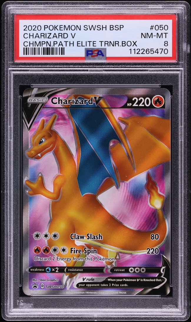 2020 Pokemon Sword & Shield Promo Champion's Path ETB Full Art Charizard V #50 PSA 8 NM-MT