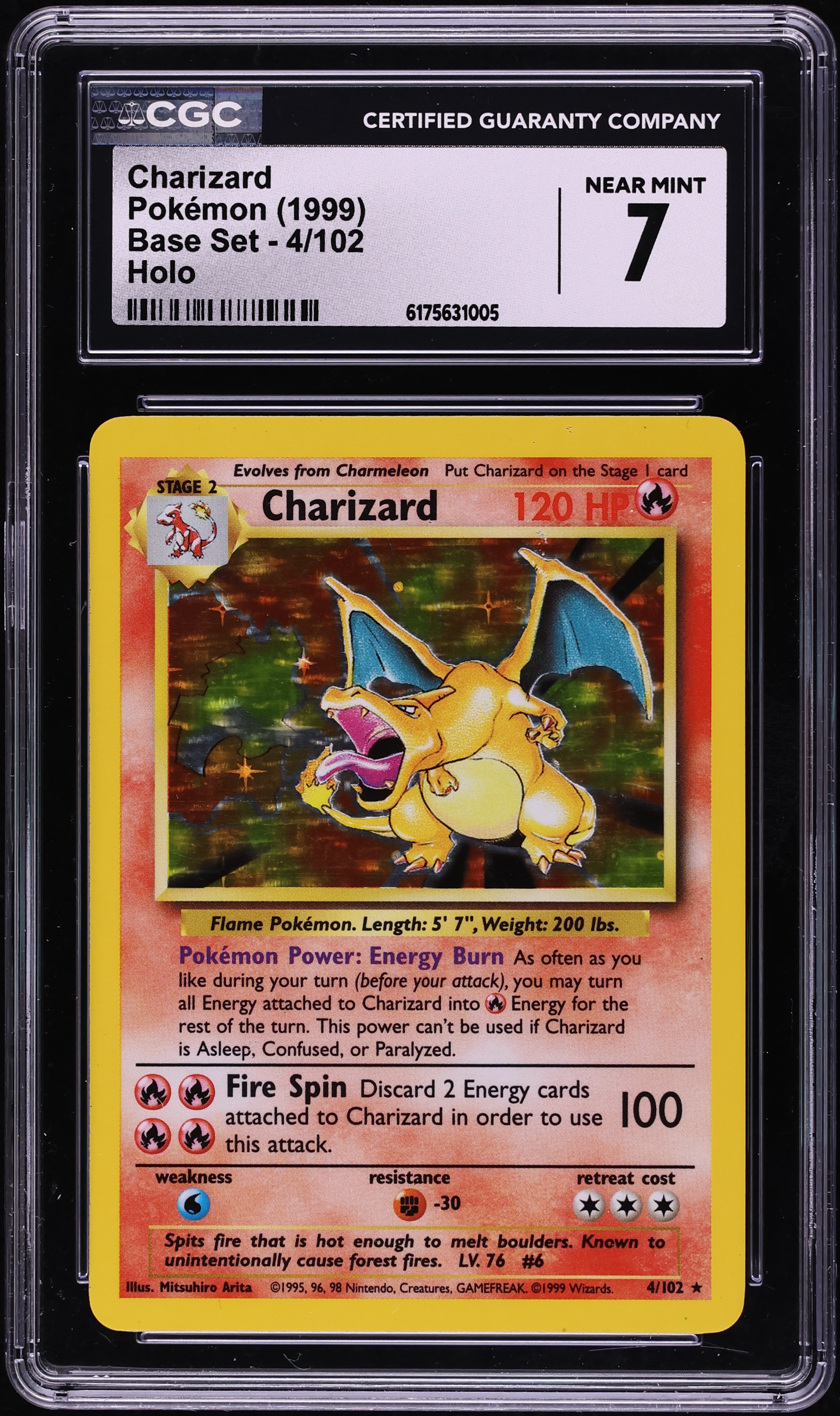 1999 Pokemon Base Set Holo Charizard #4 CGC 7 NRMT