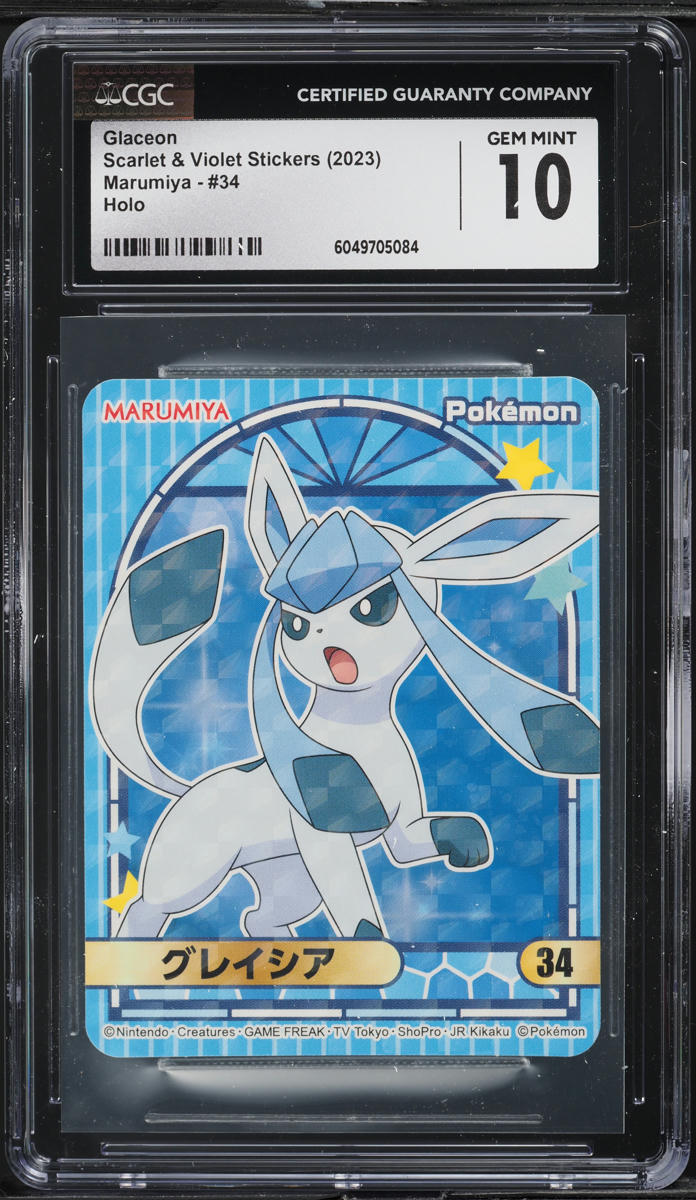 2023 Pokemon Japanese SV Stickers Marumiya Holo Glaceon #34 CGC 10 GEM MINT