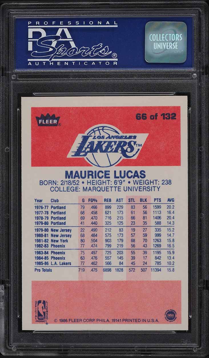 1986 Fleer Basketball Maurice Lucas #66 PSA 9 MINT