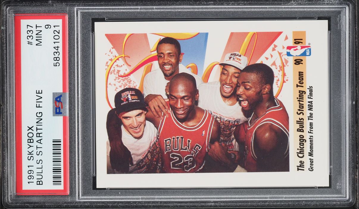 1991 Skybox Bulls Starting Five w/ Michael Jordan #337 PSA 9 MINT