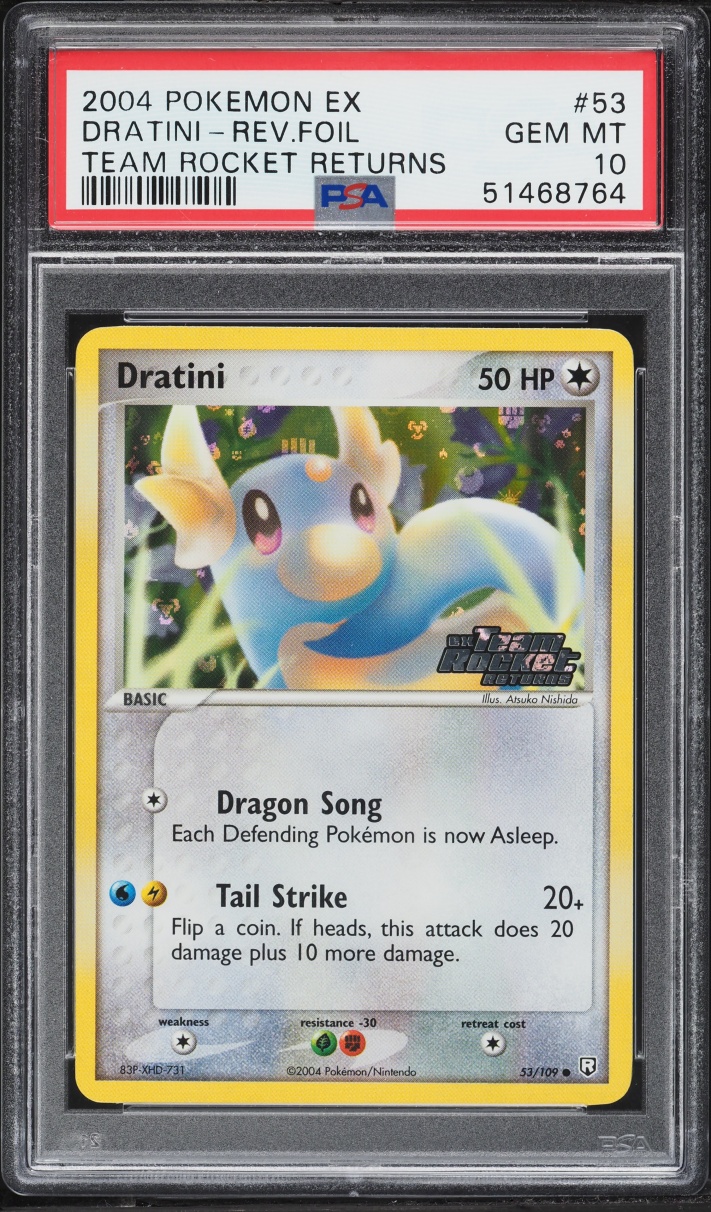 2004 Pokemon EX Team Rocket Returns Reverse Holo Dratini #53 PSA 10 GEM MINT