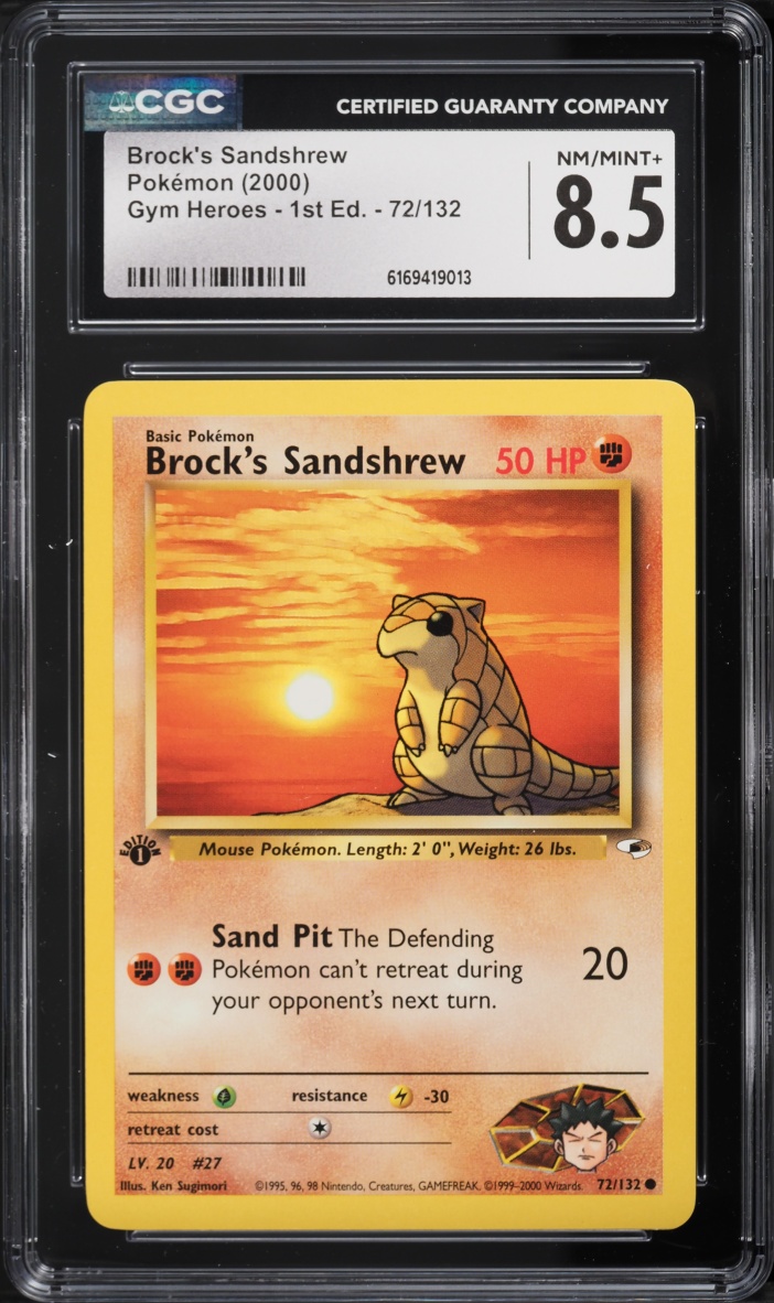 2000 Pokemon Gym Heroes 1st Edition Brock's Sandshrew #72 CGC 8.5 NM-MT+