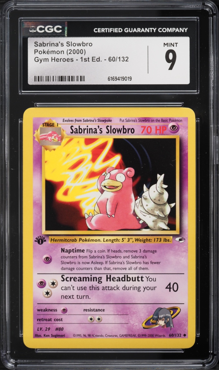 2000 Pokemon Gym Heroes 1st Edition Sabrina's Slowbro #60 CGC 9 MINT