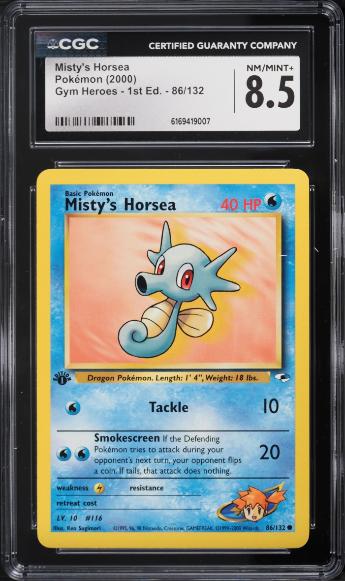 2000 Pokemon Gym Heroes 1st Edition Misty's Horsea #86 CGC 8.5 NM-MT+