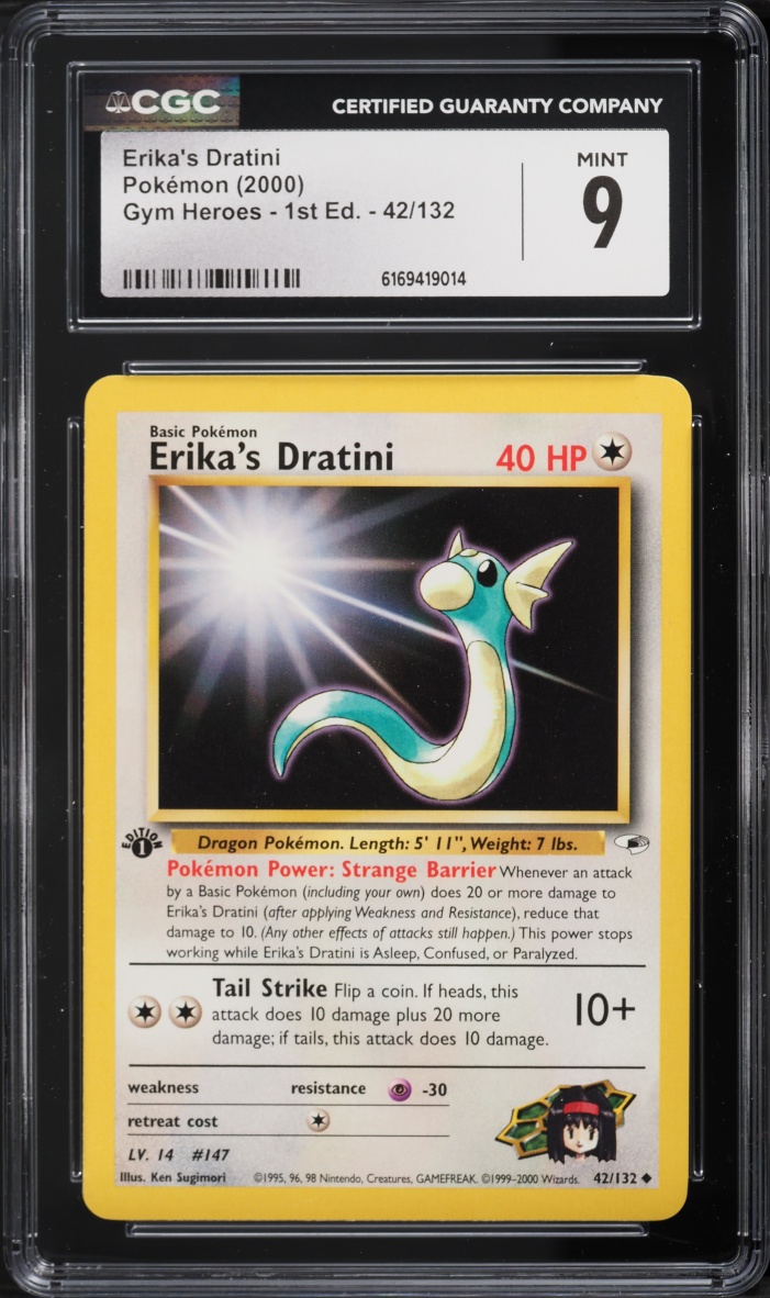 2000 Pokemon Gym Heroes 1st Edition Erika's Dratini #42 CGC 9 MINT