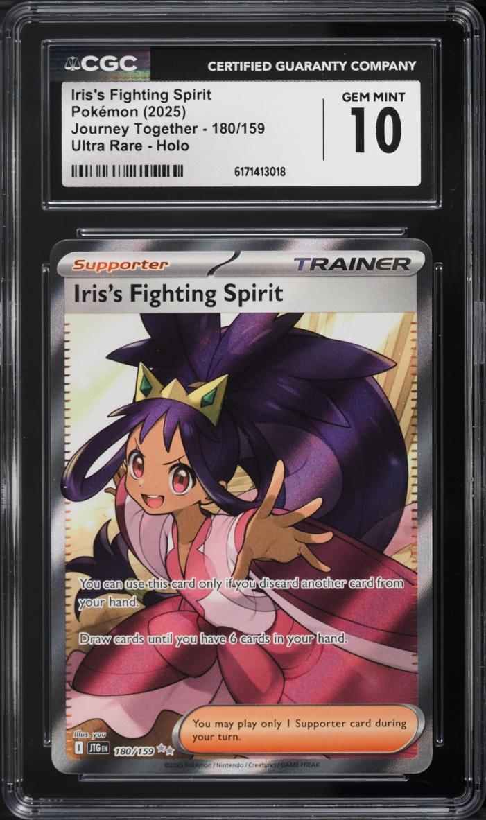 2025 Pokemon SV Journey Together Full Art Iris's Fighting Spirit #180 CGC 10 GEM MINT