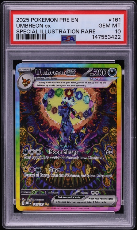 2025 Pokemon Scarlet & Violet Prismatic Evolutions SIR Umbreon ex #161 PSA 10 GEM MINT