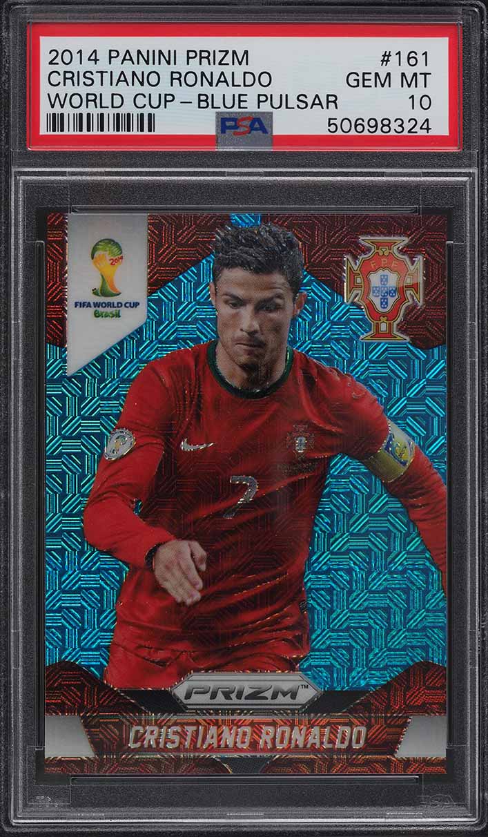 2014 Panini Prizm World Cup Blue Pulsar Cristiano Ronaldo #161 PSA 10 GEM MINT