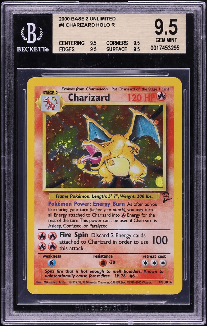 2000 Pokemon Base Set 2 Holo Charizard #4 BGS 9.5 GEM MINT