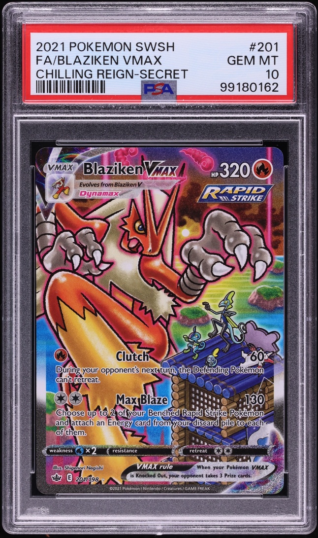 2021 Pokemon Sword & Shield Chilling Reign Alt Art Blaziken VMAX #201 PSA 10 GEM MINT