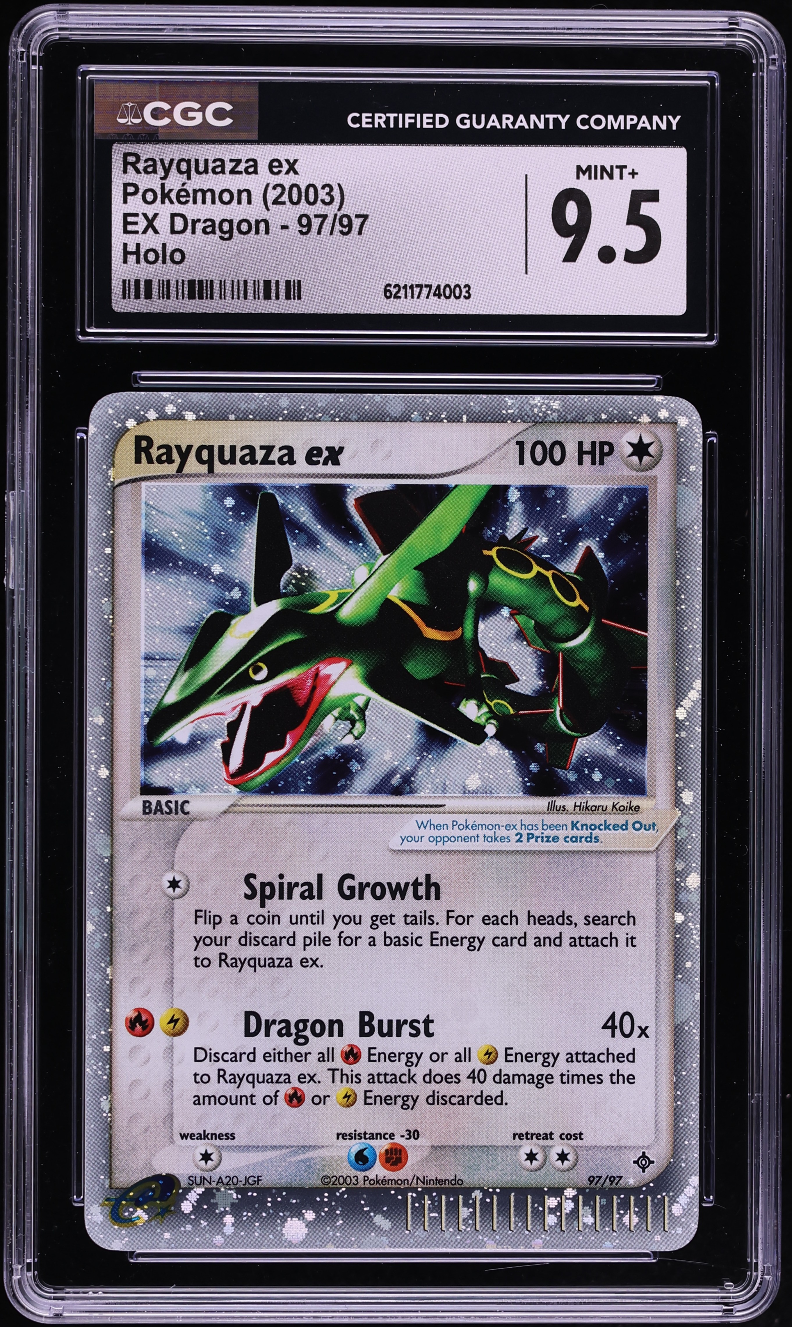 2003 Pokemon EX Dragon Holo Rayquaza Ex #97 CGC 9.5 MINT+