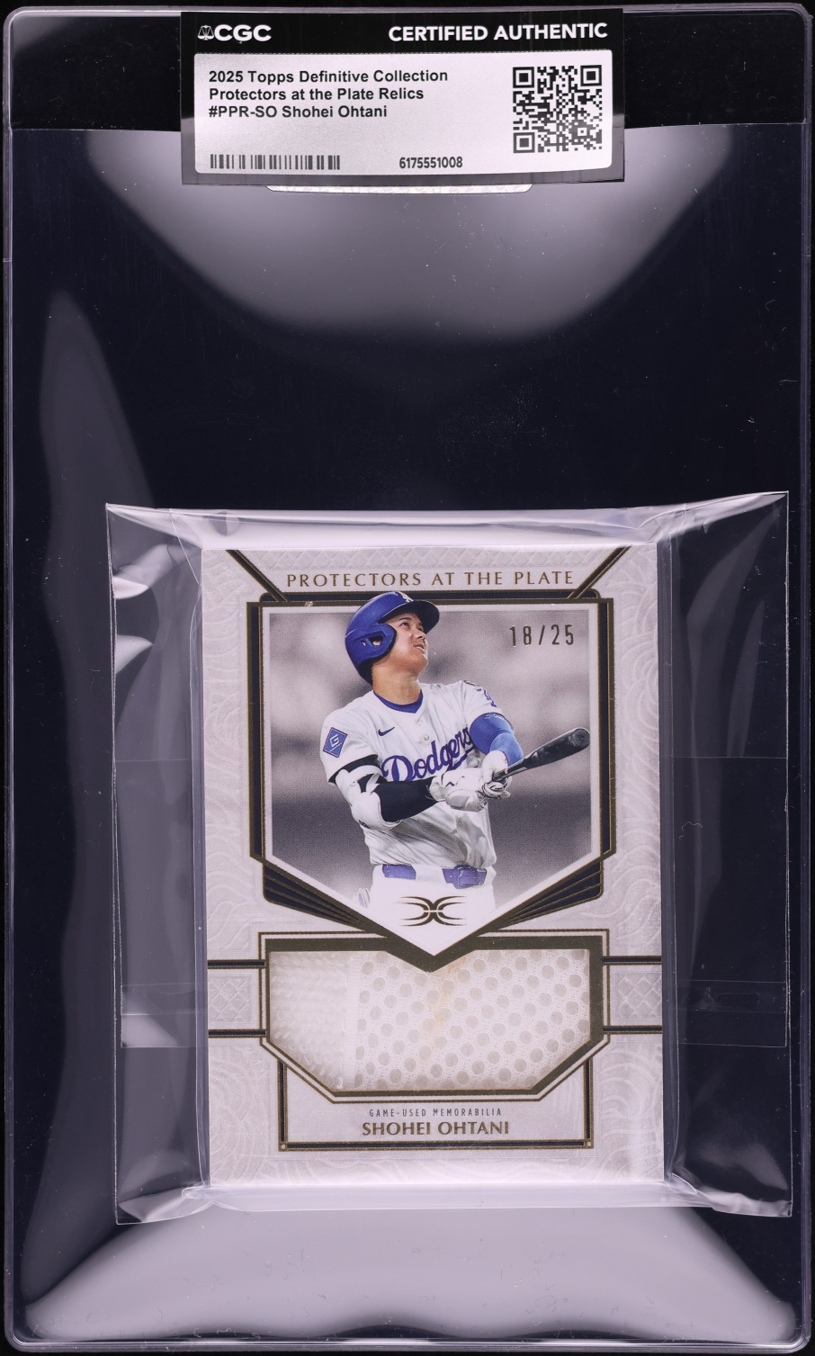 2025 Topps Definitive Collection Protectors At The Plate Shohei Ohtani PATCH /25 CGC AUTH
