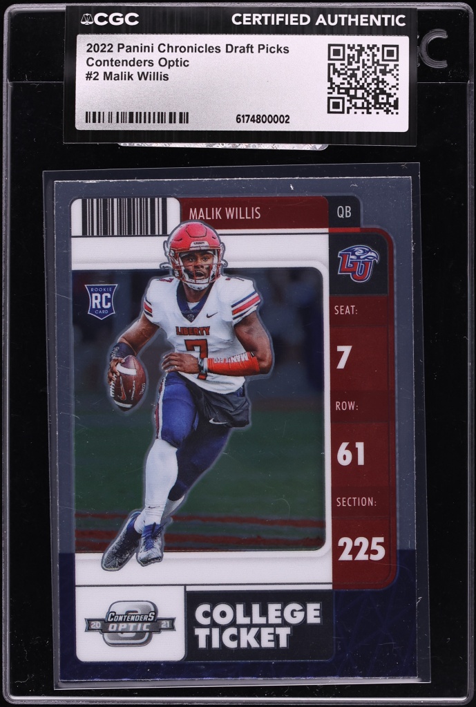 2022 Panini Chronicles Draft Contenders Optic Malik Willis ROOKIE #2 CGC AUTH