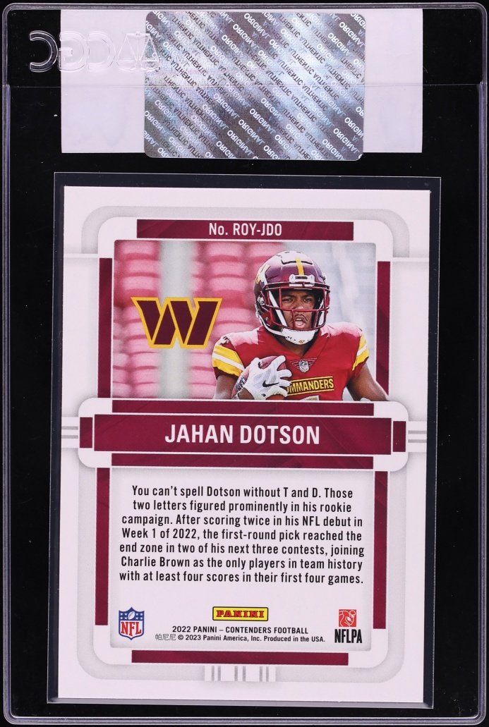 2022 Panini Contenders ROY Emerald Jahan Dotson ROOKIE #ROY-JDO CGC AUTH