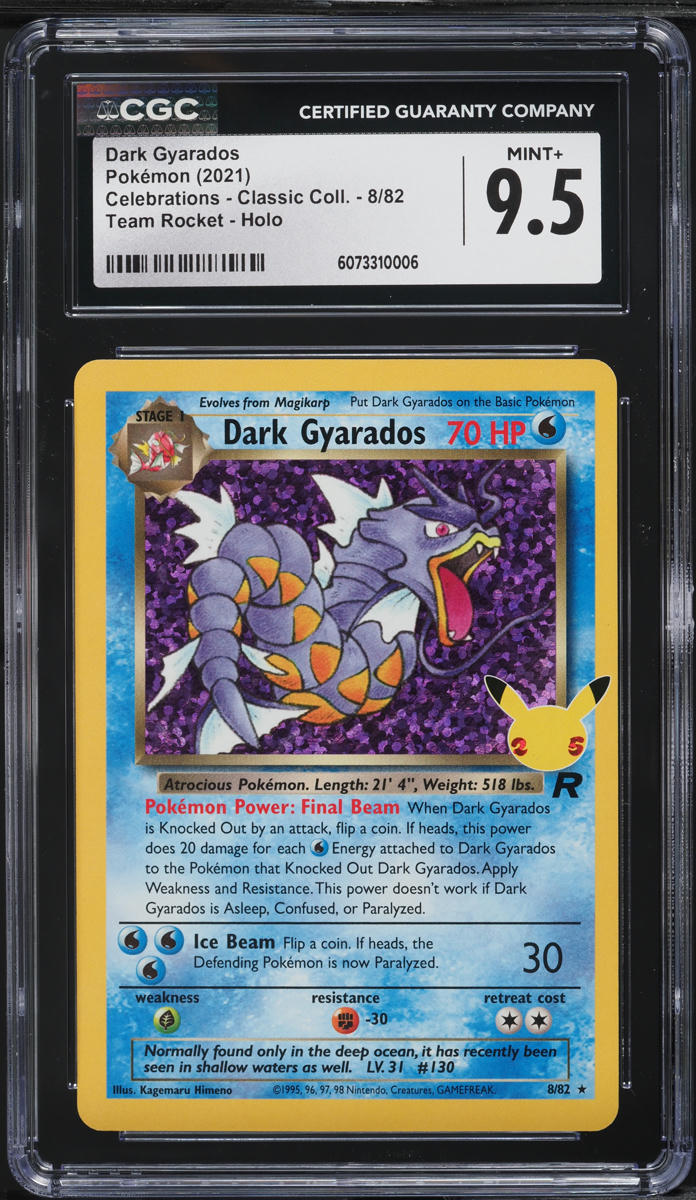 2021 Pokemon SWSH Celebrations Classic Holo Dark Gyarados #8 CGC 9.5 MINT+