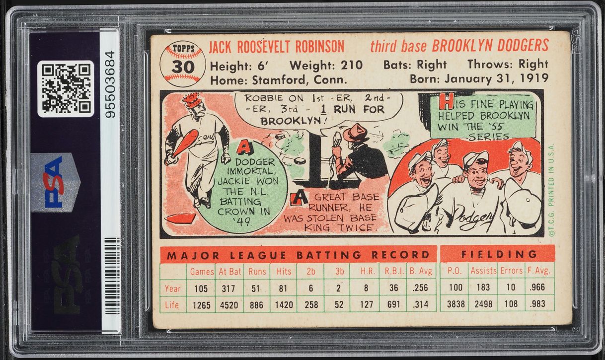 1956 Topps Jackie Robinson #30 PSA 3 VG