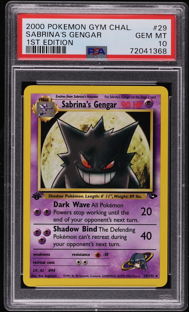 2000 Pokemon Gym Challenge 1st Edition Sabrina's Gengar #29 PSA 10 GEM MINT