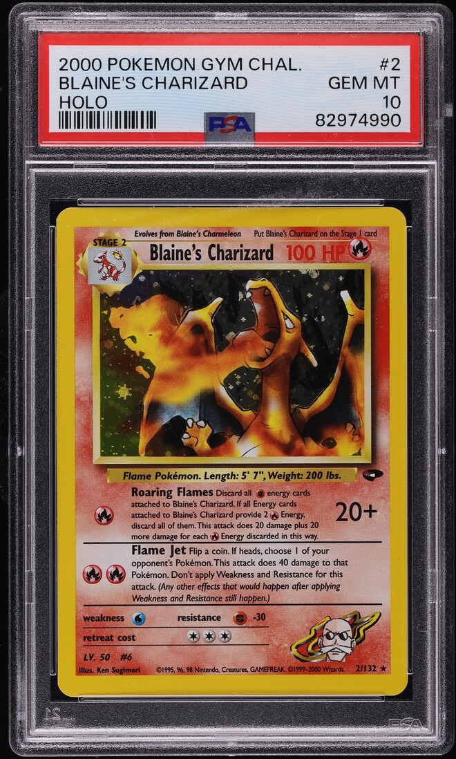 2000 Pokemon Gym Challenge Holo Blaine's Charizard #2 PSA 10 GEM MINT