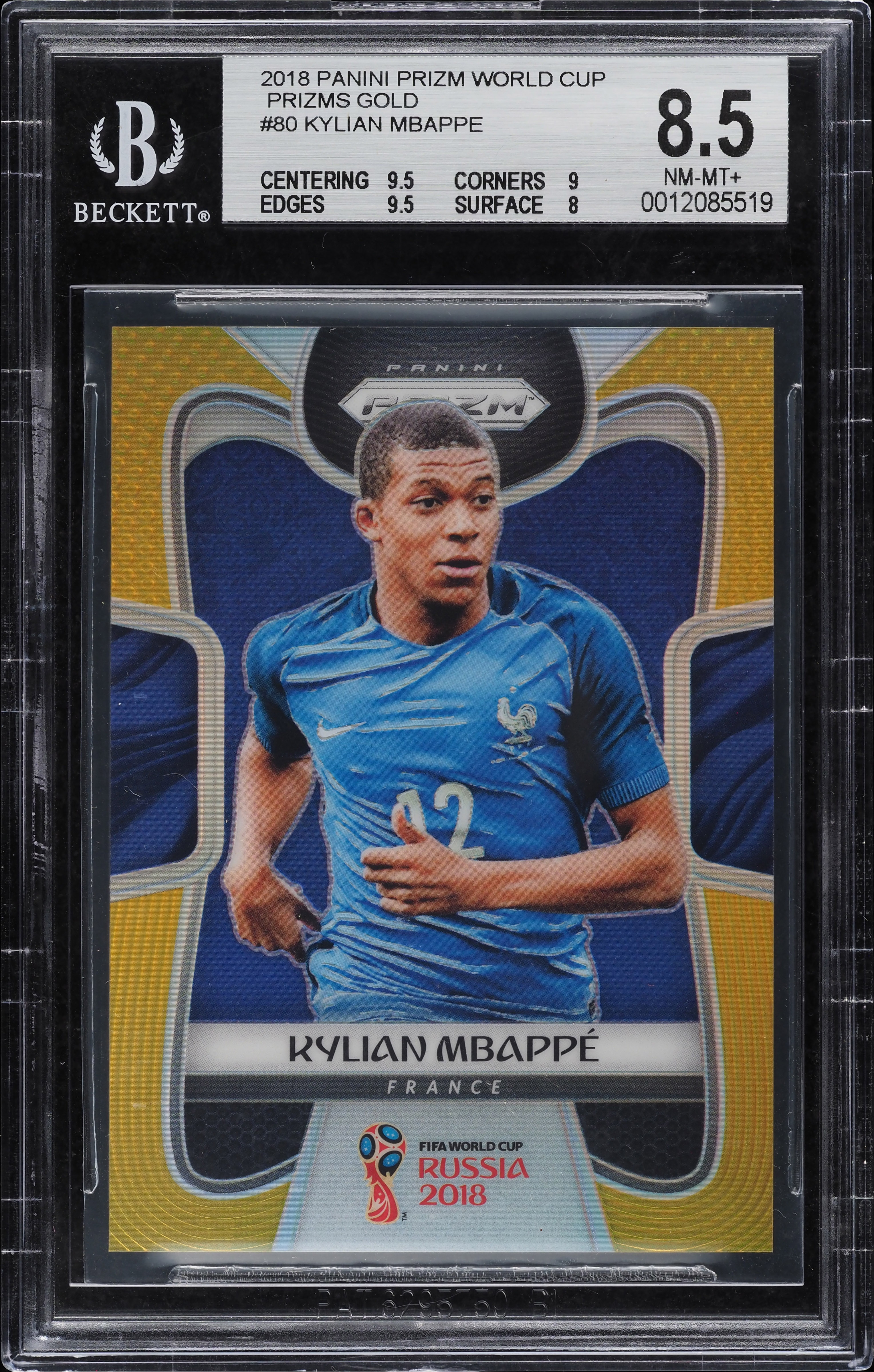 2018 Panini Prizm World Cup Gold Prizms Kylian Mbappe ROOKIE 10/10