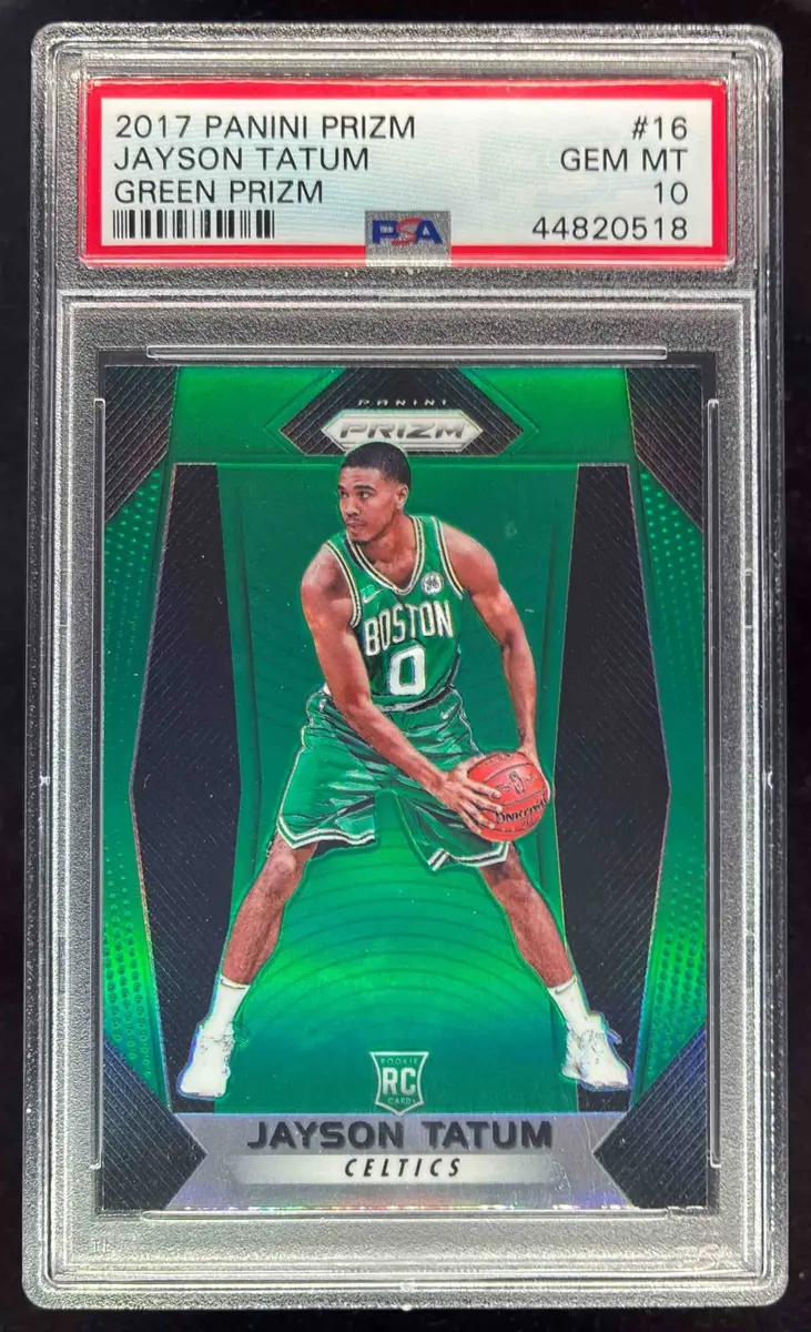 2017-18 Panini Prizm Prizms Green #16 Jayson Tatum RC PSA 10 on