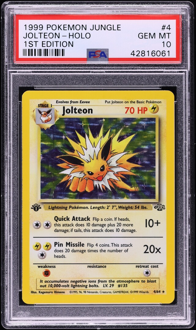 1999 Pokemon Jungle 1st Edition Holo Jolteon #4 PSA 10 GEM MINT
