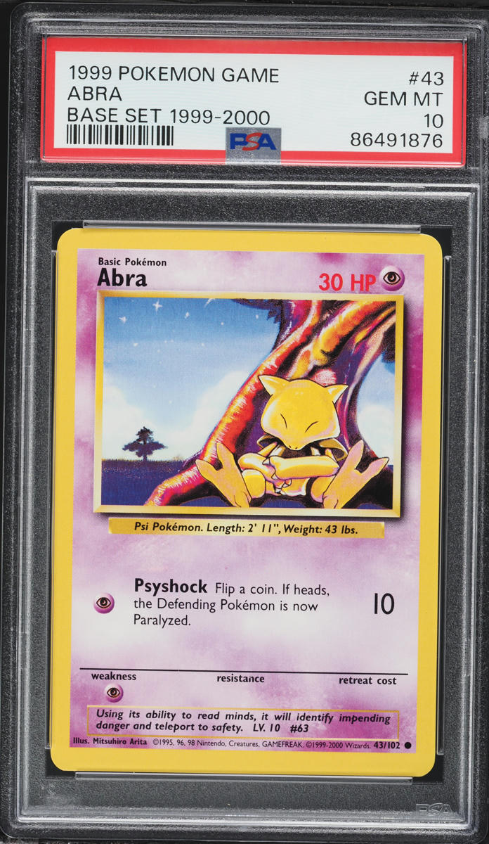 1999-2000 Pokemon Base Set Abra #43 PSA 10 GEM MINT on Fanatics Collect