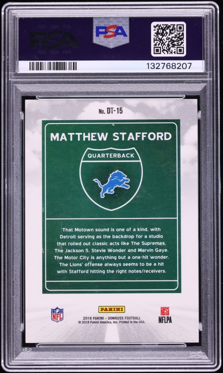 2018 Donruss Downtown Matthew Stafford #DT-15 PSA 9 MINT