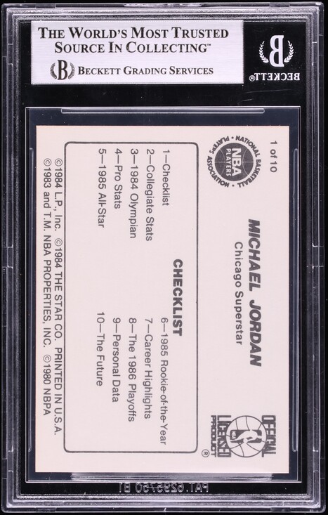 1986 Star Basketball Michael Jordan ROOKIE #1 BGS 9 MINT